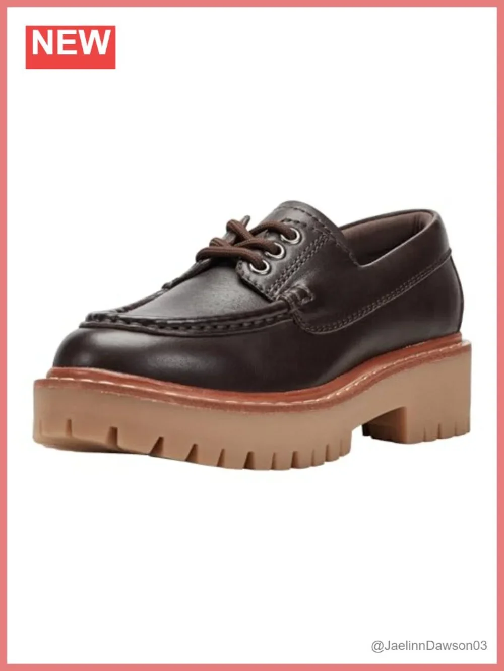 Leather Lace-Up Lug Sole Loafers Women's Casual Block Heel Shoes